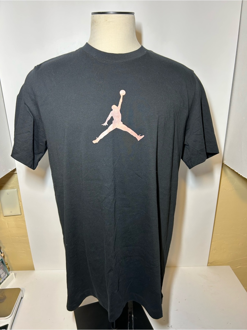 Jordan Men’s Black T-Shirt with Pink Jumpman